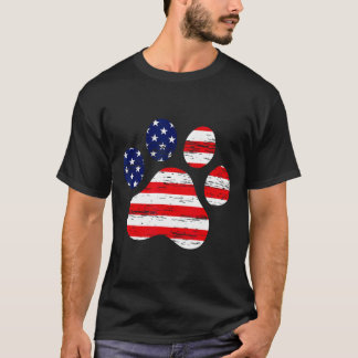 van juli Schattigee hondenpoot VS Amerikaanse vlag T-shirt