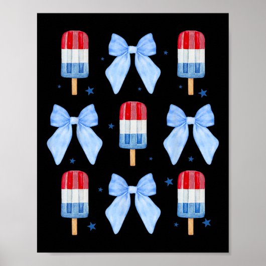 van juli Schattigee ijslolbogen patriottische vrou Poster (Voorkant)