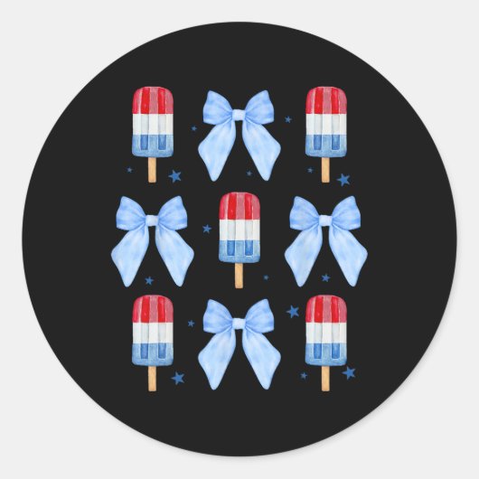 van juli Schattigee ijslolbogen patriottische vrou Ronde Sticker (Voorkant)