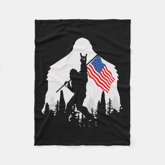 Van juli Shirt Bigfoot Sasquatch Amerikaanse vlag Fleece Deken (Voorkant)