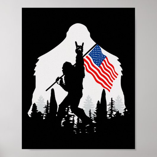 Van juli Shirt Bigfoot Sasquatch Amerikaanse vlag Poster (Voorkant)