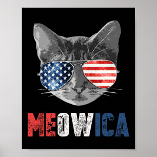 van juli Shirt meowica Amerikaanse vlag kat Poster