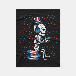 van juli skelet gamer grappig amerika jongens Kind Fleece Deken