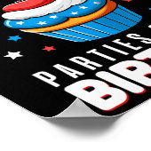 van juli verjaardagsfeestje jongen meisje vierde v poster (Hoek)