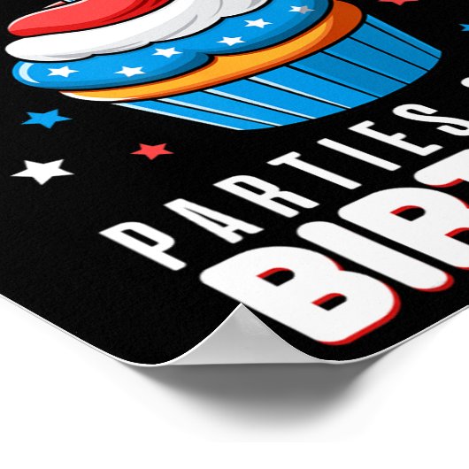 van juli verjaardagsfeestje jongen meisje vierde v poster (Hoek)