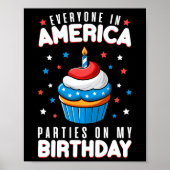 van juli verjaardagsfeestje jongen meisje vierde v poster (Voorkant)