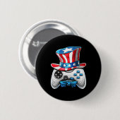 van juli videospel Amerikaanse vlag oom Sam Gamer Ronde Button 5,7 Cm (Voorkant /achterkant)