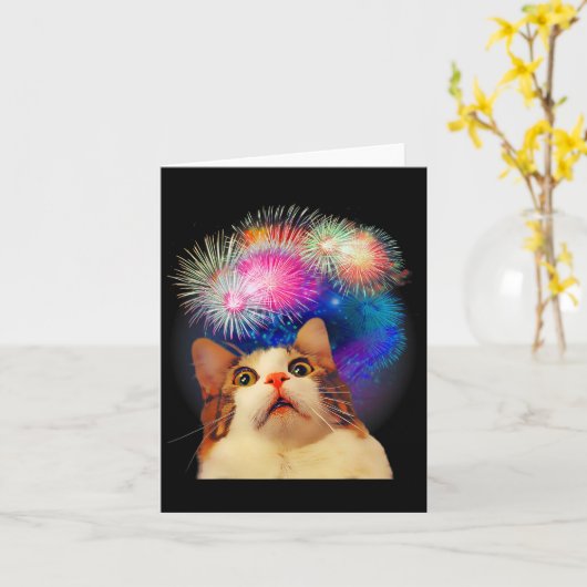 Van juli vuurwerk geboeid kat kaart (Gele Bloem)