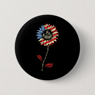 Van juli zijn soort zonnebloem rood wit en blauw ronde button 5,7 cm