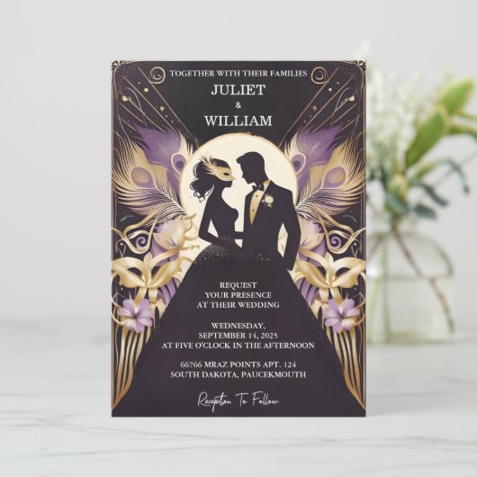 Van Jurk Code Prom Kostuum Maskerade Bal Bruiloft Kaart (Staand voorkant)