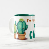 Van kact-i tot kat-us, schattige Valentijn Button Tweekleurige Koffiemok (Voorkant links)