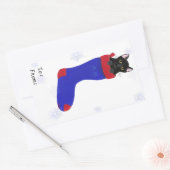 Van kat in kerstcadeautjes rechthoekige sticker (Envelop)