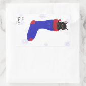 Van kat in kerstcadeautjes rechthoekige sticker (Tas)