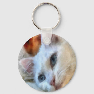 Van kat met blauwe ogen Huisdier Portret Sleutelhanger