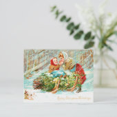 Van kerstcadeautjes houden briefkaart (Staand voorkant)