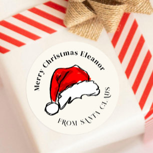 Van Kerstman Kersthoed Illustratie Ronde Sticker
