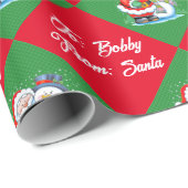 Van Kerstman Kerstman Personaliseer Naam Cadeaupapier (Rol Hoek)