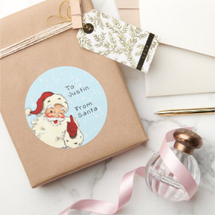 Van Kerstman naar Kind Geschenk Kerstmis Vintage Ronde Sticker