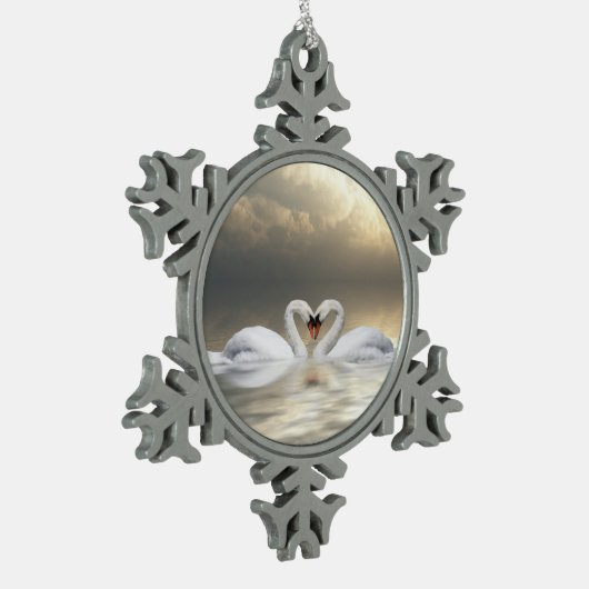 Van kerstzwanen houden tin sneeuwvlok ornament (Links)