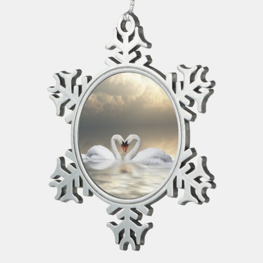 Van kerstzwanen houden tin sneeuwvlok ornament (Rechts)