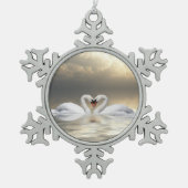 Van kerstzwanen houden tin sneeuwvlok ornament (Voorkant)