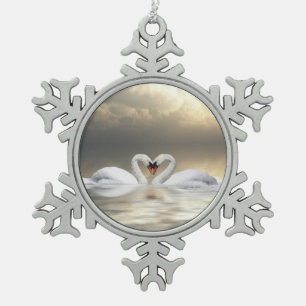 Van kerstzwanen houden tin sneeuwvlok ornament