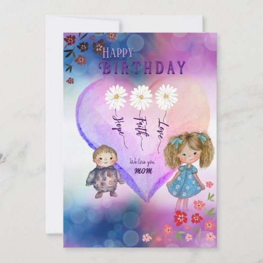 Van Kinder speciale verjaardagskaart naar MOM Feestdagenkaart (Voorkant)