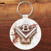 Van klassieke auto: Rusty oud v8 embleem in chroom Sleutelhanger (Voorkant)