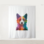 van Kleurrijke hond Wandkleed (Voorkant)