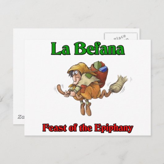 Van La Befana (de Heks van Kerstmis) het Feest van Feestdagenkaart (Voorkant / Achterkant)