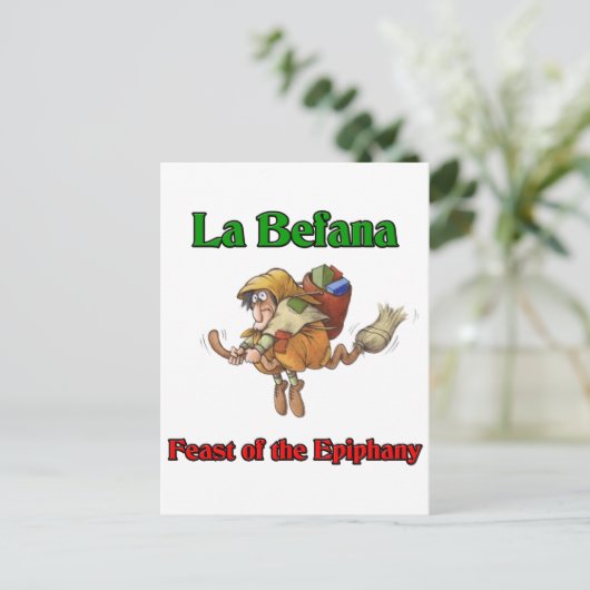 Van La Befana (de Heks van Kerstmis) het Feest van Feestdagenkaart (Staand voorkant)