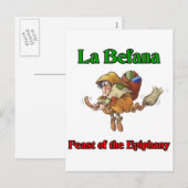 Van La Befana (de Heks van Kerstmis) het Feest van Feestdagenkaart (Voorkant / Achterkant)