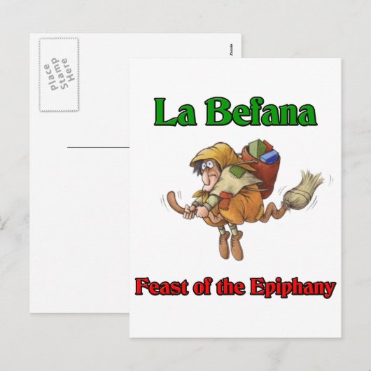 Van La Befana (de Heks van Kerstmis) het Feest van Feestdagenkaart (Voorkant / Achterkant)