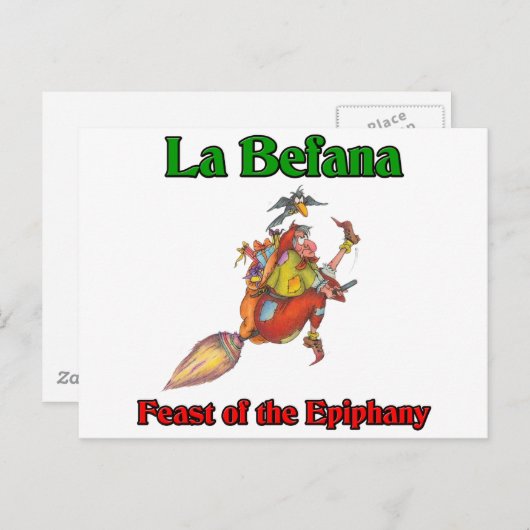 Van La Befana (de Heks van Kerstmis) het Feest van Feestdagenkaart (Voorkant / Achterkant)