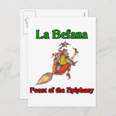 Van La Befana (de Heks van Kerstmis) het Feest van Feestdagenkaart (Voorkant / Achterkant)