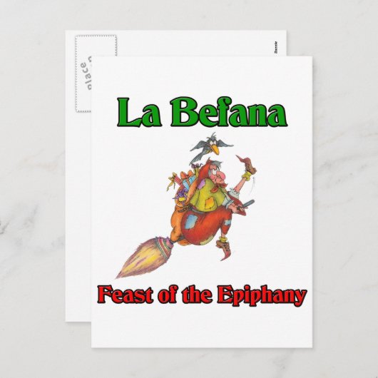 Van La Befana (de Heks van Kerstmis) het Feest van Feestdagenkaart (Voorkant / Achterkant)