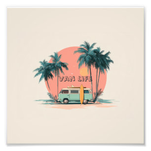 Van Leven – Retro Strand Camper Kunst Foto Afdruk