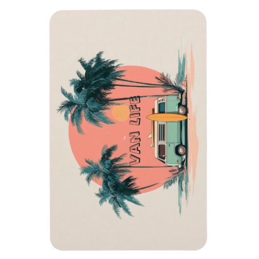 Van Leven – Retro Strand Camper Kunst Magneet (Verticaal)