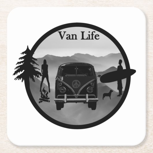 Van Life avonturen Kartonnen Onderzetters (Voorkant)