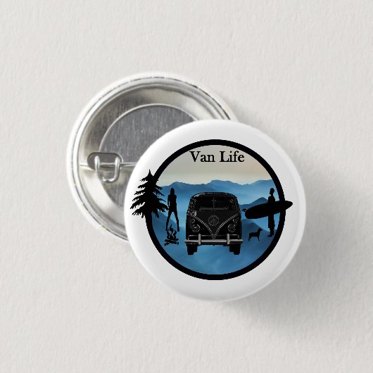 Van Life avonturen Ronde Button 3,2 Cm (Voorkant /achterkant)
