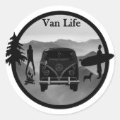 Van Life avonturen Ronde Sticker (Voorkant)
