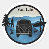 Van Life avonturen Ronde Sticker (Voorkant)