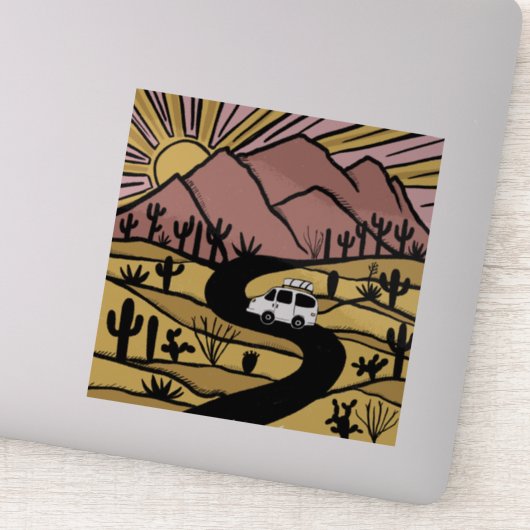 VAN LIFE Desert Mountain Exken Sunrise Sticker (Detail)