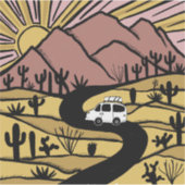 VAN LIFE Desert Mountain Exken Sunrise Sticker (Voorkant)