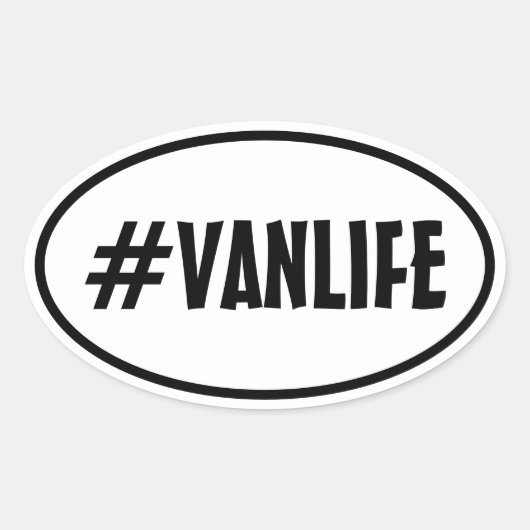 VAN LIFE Nomad Adventure Travel Camping Lifestyle Ovale Sticker (Voorkant)