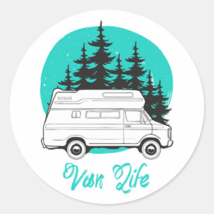 VAN LIFE Nomad Adventure Travel Camping Lifestyle Ronde Sticker