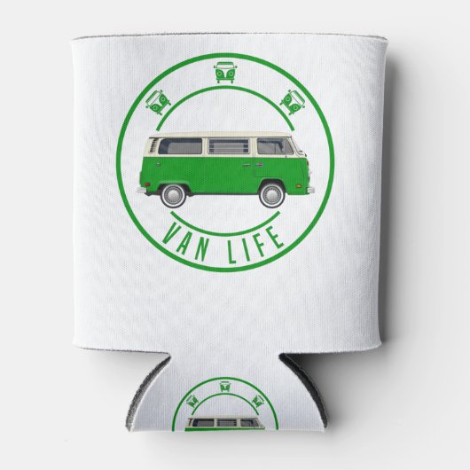 Van Life Retro Camper Bus groen Blikjeskoeler (Voorkant)