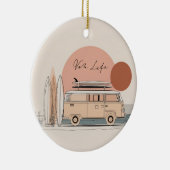 Van Life Surf Van – Retro Beach Camper Aesthetic  Keramisch Ornament (Rechts)