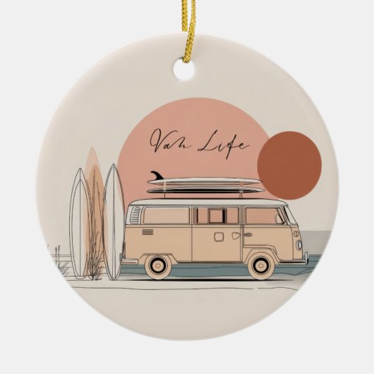 Van Life Surf Van – Retro Beach Camper Aesthetic  Keramisch Ornament (Voorkant)