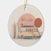 Van Life Surf Van – Retro Beach Camper Aesthetic  Keramisch Ornament (Links)